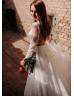 Ivory Eyelash Lace Keyhole Back Lovely Wedding Dress